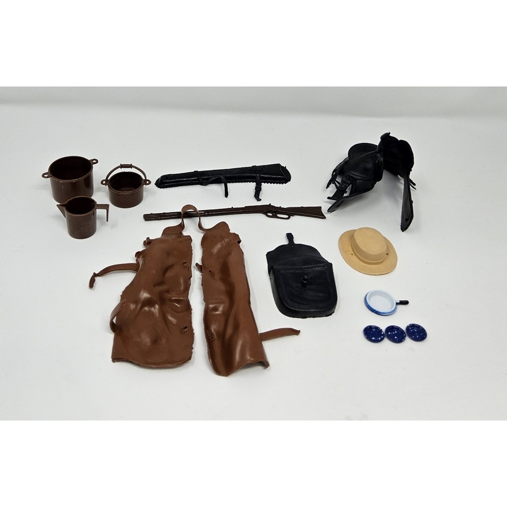 Vtg Louis Marx Johnny West Action Figure Accessories Lot Toy Rifle Saddle Chaps